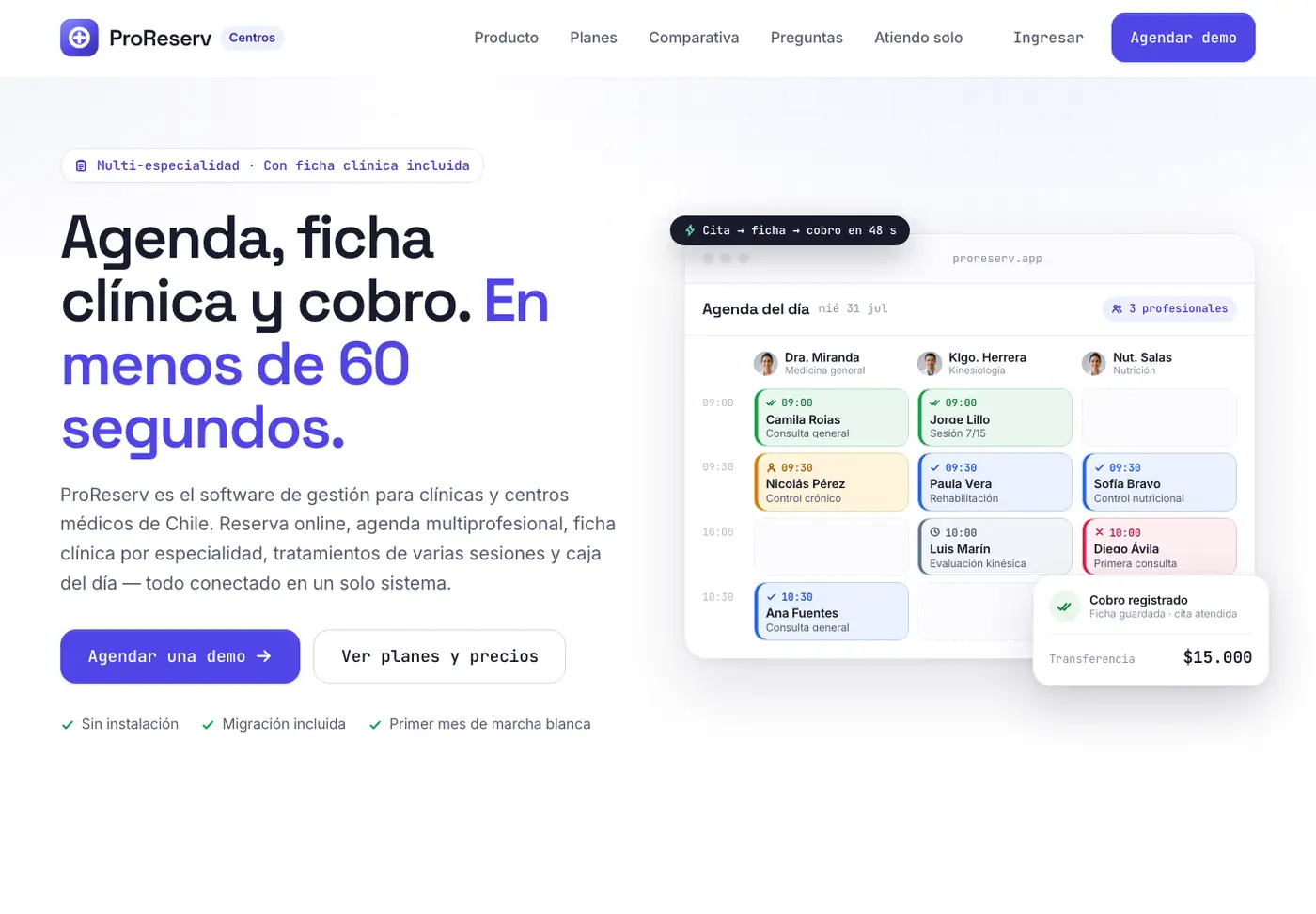 ProReserv, software de gestión para centros médicos