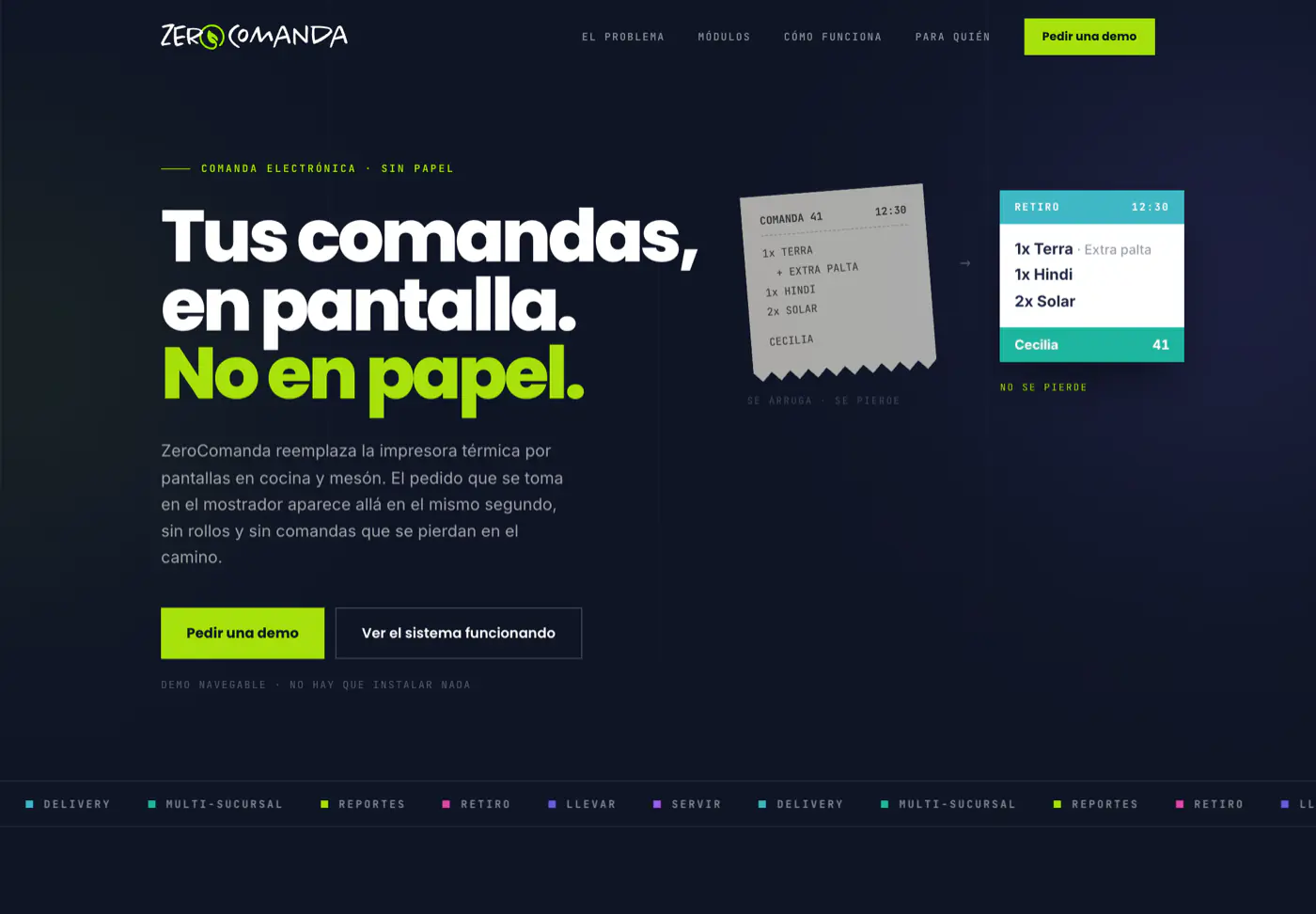 Landing de ZeroComanda
